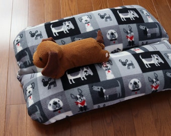 Black & White - Dog Bed, Dachshund Dog Bed, Dog Burrow Bed, Bun Bed, - The Ominous Cloud - Bunbed, Black Gray Fabric