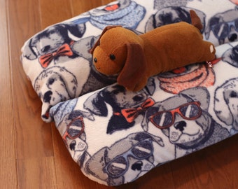 Cool Dogs Dachshund Bed, Fleece Small Dog Bed, Cobalt Blue Bottom