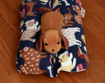 Mini Pet Bed - Dog Print Fleece, Small Dog, Cat, Rabbit Bunbed