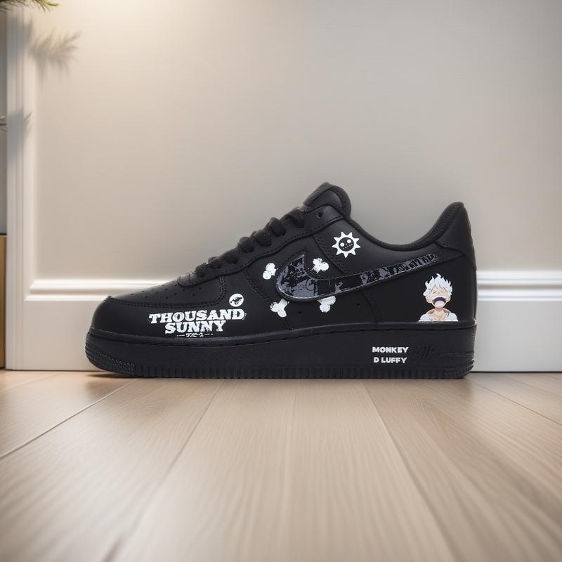 Custom Gear 5 Nika' Nike Air Force 1 Sneakers – One Piece Anime Manga Inspired – Limited Edition AF1 Low-Top – Unique Anime Collector's Gift