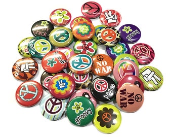 Pre Cut One Inch Bottle Cap Images Hippy Peace Signs Mix Free Shipping