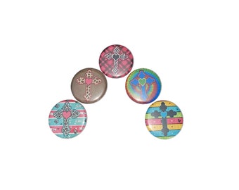 Cross Magnet, 1", 1.25", Button Magnet, Christian Magnet, Crosses, Christian Gift, Cross Button, Church Party Favor, Church Magnet, FT028