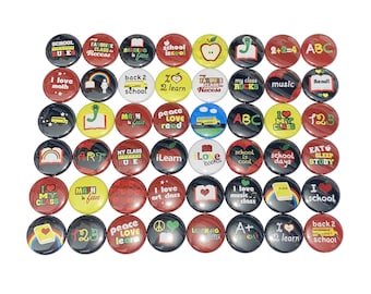 School Magnet, 1", 1.25", Button Magnet, School Decor, Bus, Back to School, School Party Favor, Class Decor, Classroom Magnet, SC021