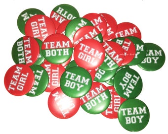 Gender Reveal, Twins, Red, Green, 1.25", 1.5", 2.25", Pinback Button, Christmas, Baby Shower, Baby Reveal, Holiday, VB110, VB126, VB127