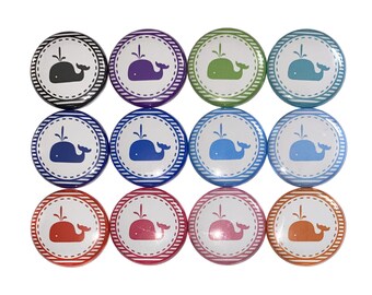 Whale Magnet, 1", 1.25", 1.5", 2.25", Button Magnet, Whale, Whale Theme, Whale Decor, Fish, Ocean Theme, AQ010