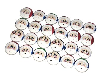 Santa Faces, 1", 1.25", 1.5", 2.25", Button, Santa Claus, Christmas, Santa Theme, Santa Decor, Santa, Pinback, Flatback, Pin, Badge, X039