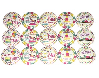 Fair Magnet, 1", 1.25", 1.5", 2.25", Button Magnet, Fair Party Favor, Carousel Magnet, Ferris Wheel, Bumber Car, Festival, Fair Theme, OH004