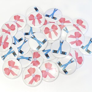 Gender Reveal, Hockey, Bow, 1.25&quot;, 1.5&quot;, 2.25&quot;, Pinback Button, Baby Shower, Pink or Blue, Girl or Boy, Hockey Baby Shower, VB097, VB166