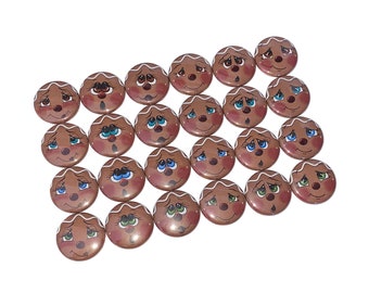 Gingerbread Face, 1", 1.25", 1.5", 2.25", Button, Gingerbread, Gingerbread Theme, Party Favor, Christmas Decor, Flatback, Pinback, WT002