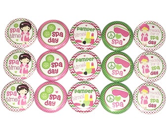 Spa Day, 1", 1.25", 1.5", 2.25", Button, Spa, Party Favor, Birthday, Spa Theme, Spa Decor, Cucumbers, Flatback, Pinback, Pin, Badge, GR004