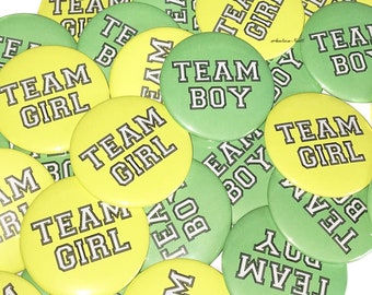 Gender Reveal, Yellow, Green, 1.25", 1.5", 2.25", Pinback Button, Baby Shower, Baby Reveal, Pregnancy Reveal, Spring, Vote, VB147, VB135