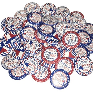 Texas, 1&quot;, 1.25&quot;, 1.5&quot;, 2.25&quot;, Button, Texas Theme, Texas Decor, Party Favor, State of Texas, Texas Gift, Texan, Flatback, Pinback, TS008