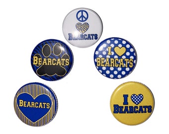 Bearcat Magnet, Blue, Yellow, 1", 1.25", Button Magnet, Bearcat, Bearcat Theme, Bearcat Decor, Blue Bearcat, Yellow Bearcat, SM023