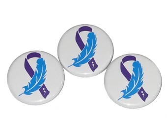 Suicide Awareness Magnet, 1", 1.25", 1.5", 2.25", Button Magnet, Purple Teal Ribbon, Suicide, Suicide Awareness, MH004