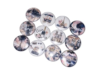 Paris, Navy Blue, Rose, 1", 1.25", 1.5", 2.25", Button, Eiffel Tower, Party Favor, Paris Decor, Paris Theme, Gift, Flatback, Pinback, TS029