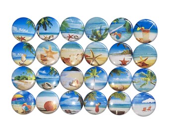 Beach Magnet, 1", 1.25", 1.5", 2.25", Button Magnet, Beach Decor, Beach Theme, Beach, Cruise, Cruise Theme, Tropical Decor, Tropical, TS009