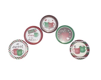 Hot Chocolate, 1", 1.25", 1.5", 2.25", Button, Hot Cocoa, Cocoa, Hot Chocolate Theme, Christmas, Party Favor, Flatback, Pinback, Pin, X018
