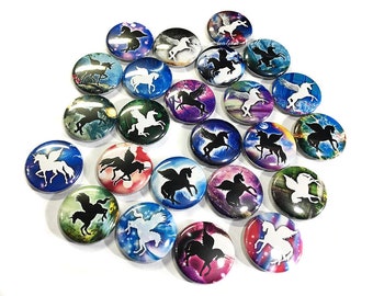 Unicorn, Silhouette, 1", 1.25", 1.5", 2.25", Button, Unicorn Decor, Mythical, White Unicorn, Black Unicorn, Flatback, Pinback, Party, MC007