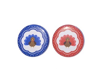 Gender Reveal, Thanksgiving, Dark Blue, Red, 1.25", 1.5", 2.25", Pinback Button, Baby Shower, Turkey, Baby Reveal, Vote, Fall, VB579, VB575