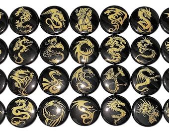 Dragon Magnets, Gold Dragon, 1", 1.25", 1.5", 2.25", Button Magnet, Dragon Theme, Dragon Button, Dragon Gift, Gold and Black Dragons, MC009