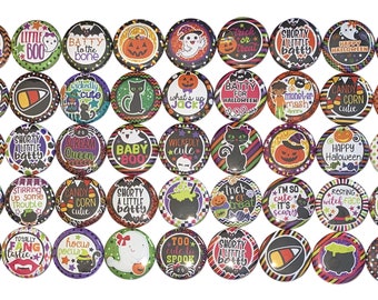 Halloween Magnet, 1", 1.25", Button Magnet, Halloween Party Favor, Witch, Mummy, Bat, Cat, Halloween Magnet, Halloween, Fall, H022