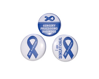 Sensory Processing Disorder, SPD Magnet , 1", 1.25", 1.5", Button Magnet, SPD, Spd Theme, Spd Decor, Blue Ribbon, Blue Ribbon Magnet, CA041