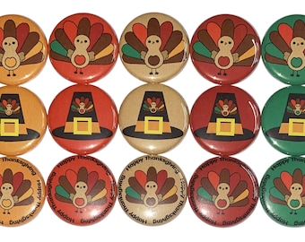 Thanksgiving Magnet, 1", 1.25", 1.5", Button Magnet, Pilgrim Magnet, Turkey Magnet, Thanksgiving Theme, Pilgrim Hat, Turkey, Fall, TG004