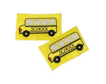 School Bus Felt, 2 Felts, School Bus, Yellow, Black, Unfinished, Craft Supply, EMB067