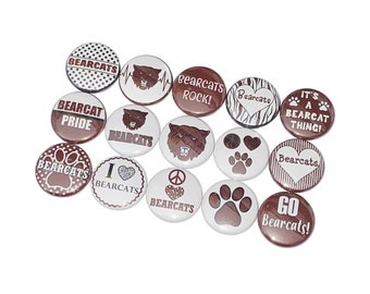 Maroon Bearcat, Black, White, 1", 1.25", 1.5", 2.25", Button, Bearcat Flatback, Bearcat Pinback, SM046