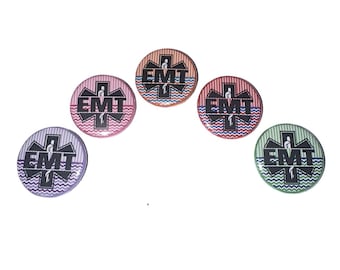 EMT, Emergency Service, 1", 1.25", 1.5", 2.25", Button, Emt Theme, Emt Party Favor, Gift, Craft Supply, Flatback, Pinback, Pin, Badge, LE005