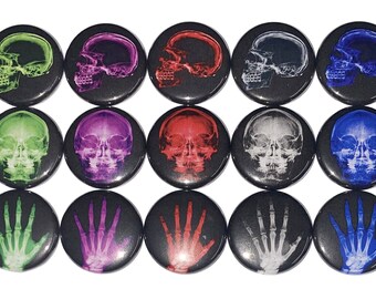 Radiology Magnet, 1", 1.25", Button Magnet, Hand Bone, Skull, Radiology, Skull, Xray, Party Favor, Gift, Bones, Skeleton, Bone Magnet, XR001