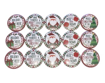 Christmas Magnet, 1", 1.25", 1.5", 2.25", Button Magnet, Santa Magnet, Christmas Tree, Christmas Plaid, Holiday, Xmas, Present, Santa, X008