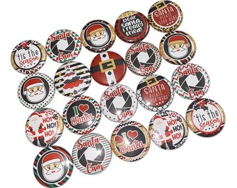 Christmas, Santa, 1", 1.25", 1.5", Button, Xmas, Santa Party Favor, Santa Gift, Santa Flatback, Santa Pinback, Santa Badge, X047