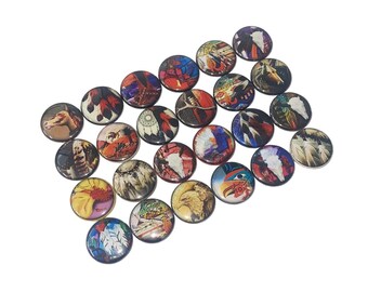 Tribal, 1", 1.25", 1.5", 2.25", Button, Native Decor, Native Theme, Party Favor, Skull, Antler, Feather, Horse, Native, T006