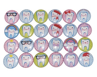 Teeth Magnet, Tooth Magnet, 1", 1.25", 1.5", Button Magnet, Teeth, Tooth, Teeth Decor, Teeth Theme, Dental Magnet, Dental, Dentist, DT007
