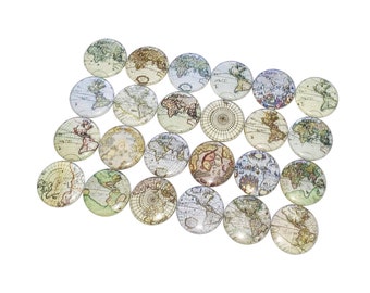 Ancient Map, 1", 1.25", 1.5", 2.25", Button, World Travel, Globe, Map, Old Map, Map Theme, Earth, Map Decor, Flatback, Pinback, Pin, DI001