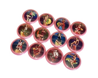 Cocktail, Pin Up, 1", 1.25", 1.5", 2.25", Button, Cocktail Decor, Pin Up Decor, Cocktail, Cocktail Theme, Pin Up, Flatback, Pinback, AM010
