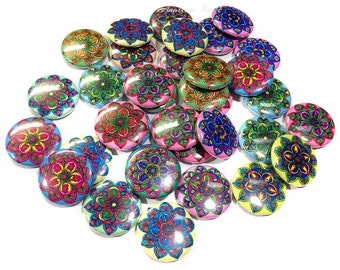 Mandala, 1", 1.25", Button, Mandala Decor, Mandala Party Favor, Mandala Theme, Party Favor, Craft Supply, Flatback, Pinback, Badge, BK002