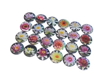 Lotus, 1", 1.25", 1.5", 2.25", Button, Lotus Blossom, Lotus Gift, Lotus Theme, Lotus Flatback, Lotus Pinback, Lotus Pin, Lotus Badge, PF024