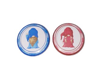 Gnomes, Blue, Pink, 1.25", 1.5", 2.25", Pinback Button, Baby Reveal, Gnome Theme, Gender Reveal, Boy or Girl, Vote, VB532, VB541