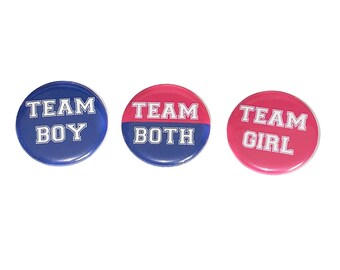 Gender Reveal, Twins, Dark Blue, Dark Pink, 1.25", 1.5", 2.25", Pinback Button, Boy or Girl, Team Both, Twin Reveal, VB099, VB092, VB414