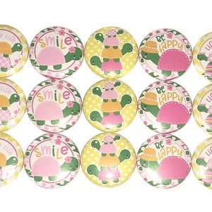 Turtle Magnet, 1&quot;, 1.25&quot;, 1.5&quot;, 2.25&quot;, Button Magnet, Turtle, Yellow, Pink, Orange, Green, Turtle Theme, Party Favor, Turtle Decor, AR001
