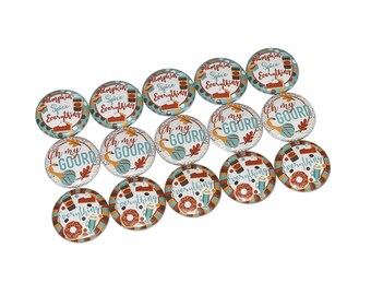 Pumpkin, Spice, 1", 1.25", 1.5", 2.25", Button, Pie, Donut, Latte, Gourd, Cupcake, Pumpkin Theme, Doughnut, Latte, Flatback, Pinback, FD025