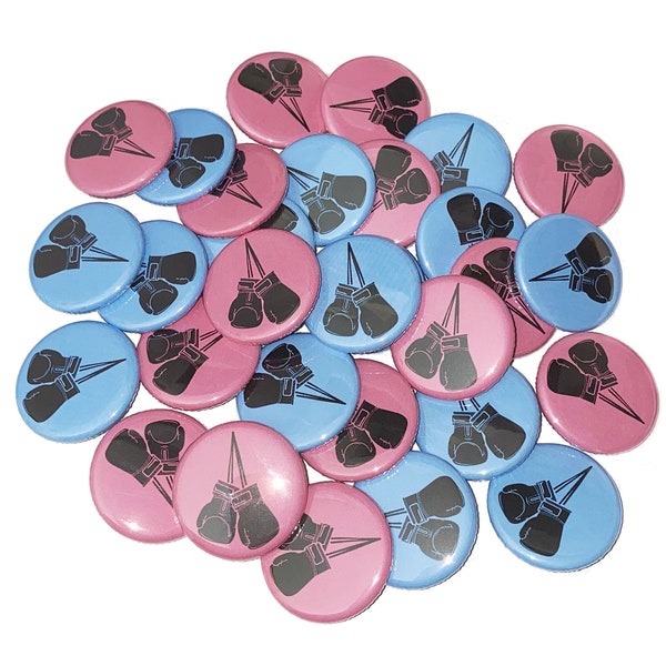 Gender Reveal, Boxing, Blue, Pink, 1.25", 1.5", 2.25", Pinback Button, Gloves, Fight, Baby Reveal, Blue or Pink, Boy or Girl, VB028, VB249