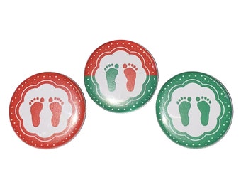 Gender Reveal, Twins, Baby Feet, Red, Green, 1.25", 1.5", 2.25", Pinback Button, Baby Shower, Reveal, Team Both, VB483, VB486, VB491