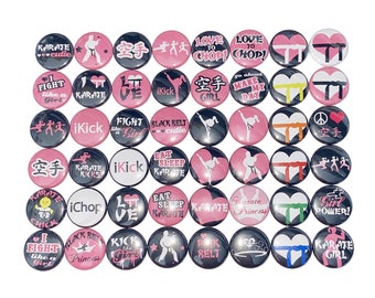 Karate Girl Magnet, 1", 1.25", Button Magnet, Gift, Birthday, Party Favor, Martial Arts, Fight, Girl, Martial Arts Theme, Fight Decor, KM004