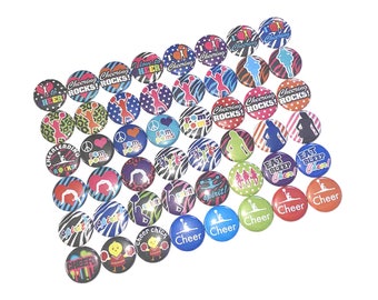 Cheer, Cheerleading, 1", 1.25", 1.5", 2.25", Button, Cheerleader, Birthday, Party Favor, Cheer Theme, Cheer Decor, Flatback, Pinback, CD005