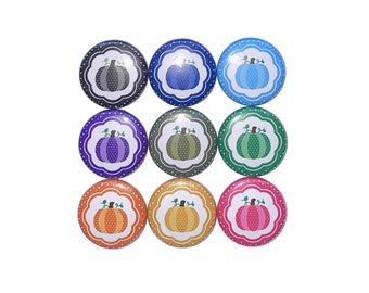 Pumpkin Magnet, 1", 1.25", 1.5", 2.25", Button Magnet, Pink Pumpkin, Green Pumpkin, Blue Pumpkin, Orange Pumpkin, Purple Pumpkin, FL005