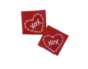 Heart Felt, 2 Felts, Red, Unfinished, Craft Supply, Hearts, Size 1 of 3, EMB050