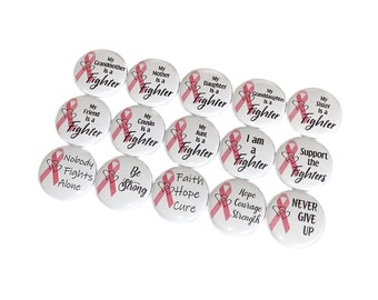 Pink Ribbon, 1", 1.25", 1.5", 2.25", Button, Pink Ribbon Theme, Pink Ribbon Decor, Breast Cancer, Pink Awareness, Flatback, Pinback, CN012